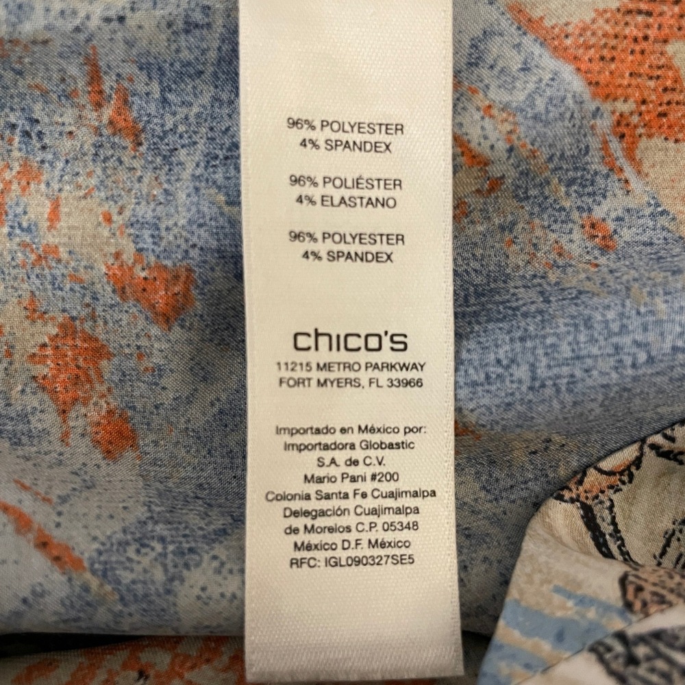 Chicos Collection Floral Patchwork Blouse Blue Or… - image 4